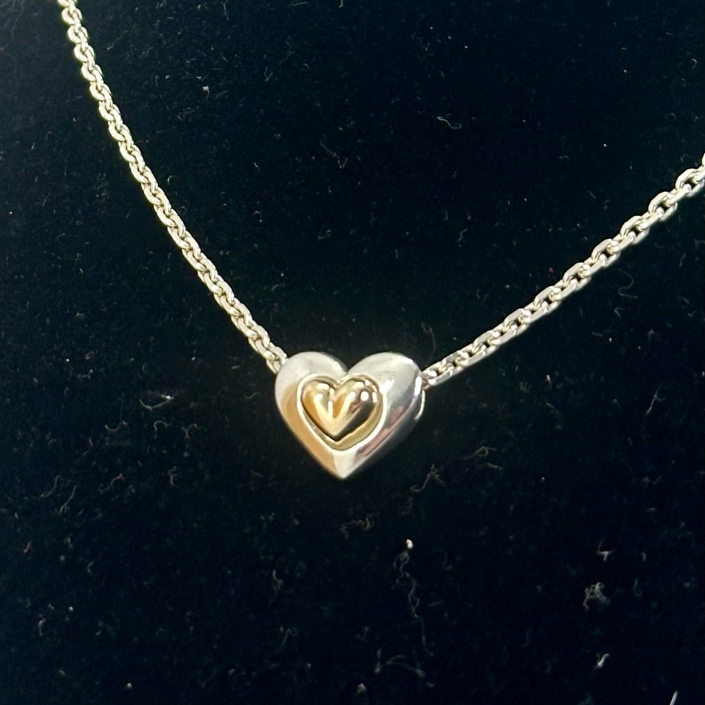 Joseph Esposito Sterling Silver 14k Yellow Gold Slider Heart Pendant Necklace